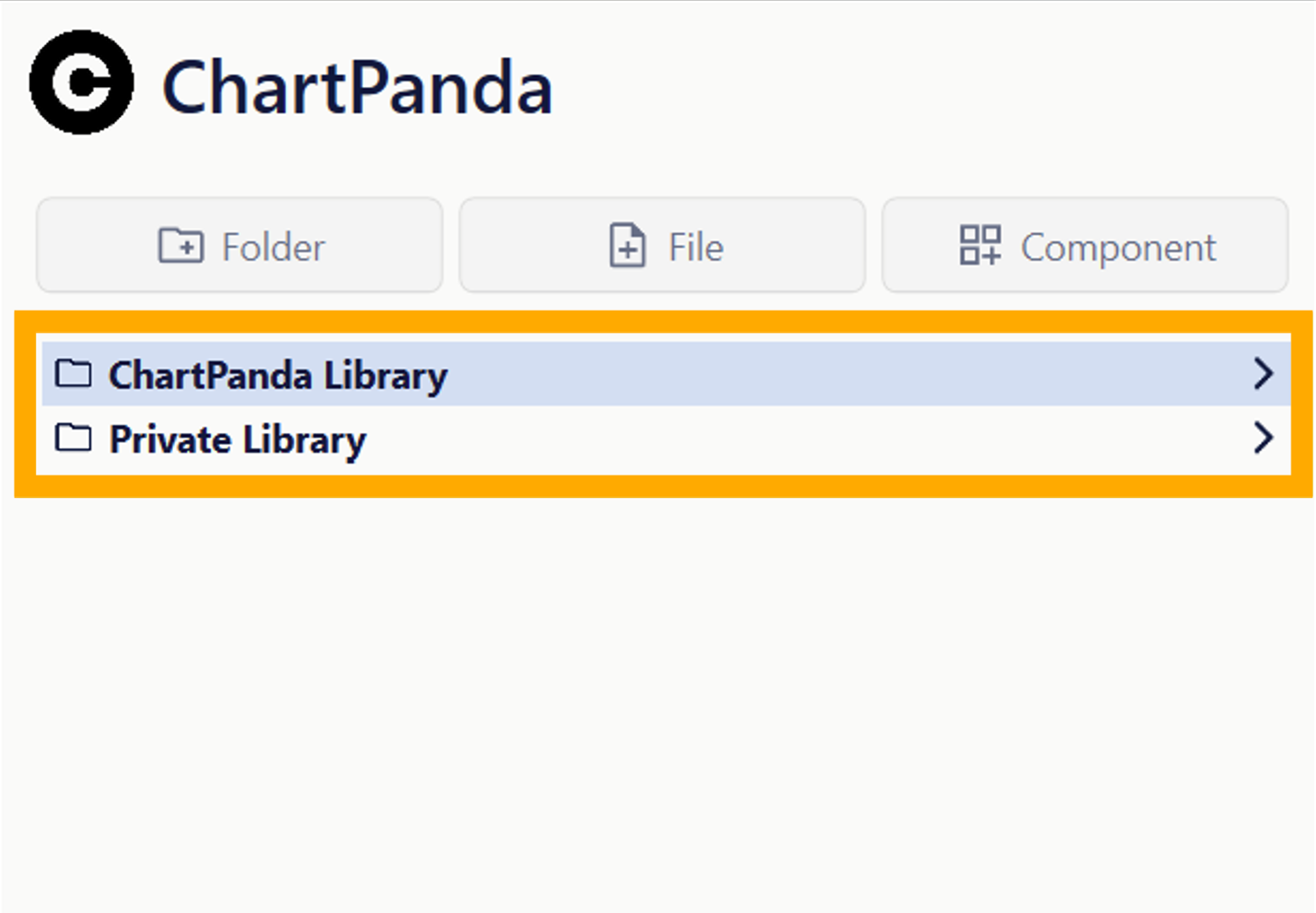 Übersicht der Chartlayers Library und Private Library in der Sidebar 